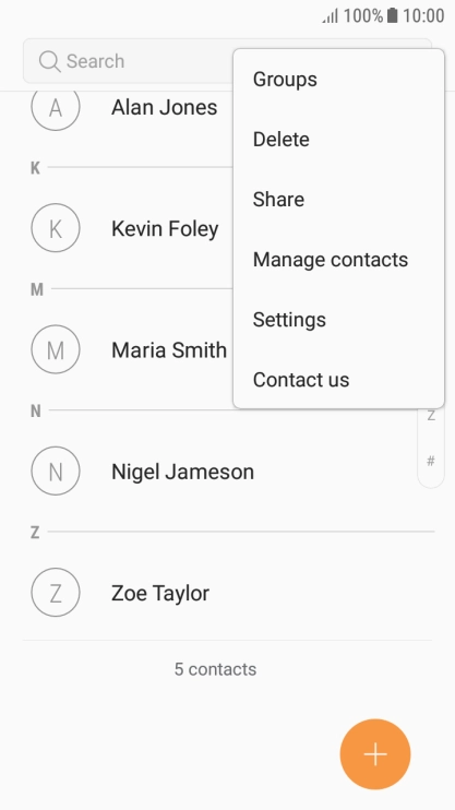 Press Manage contacts.