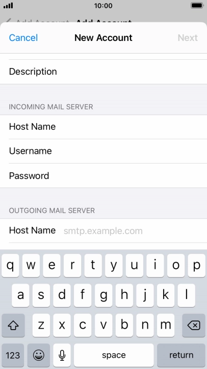 Press Host Name and key in mail.vodafone.ie.