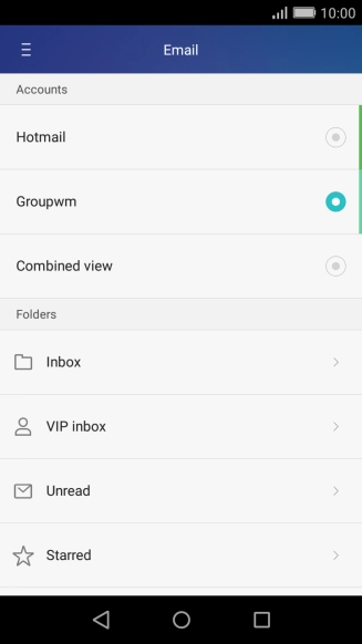 Press the required email account.