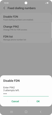 Key in your PIN2 and press OK.