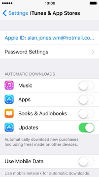 Press the indicator next to the required content type to turn the function on or off.