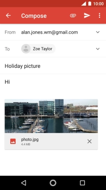Press the send icon when you've finished your email message.