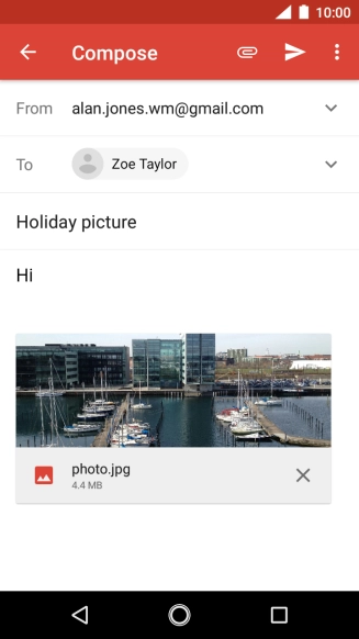 Press the send icon when you've finished your email message.