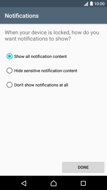 Press the required setting.