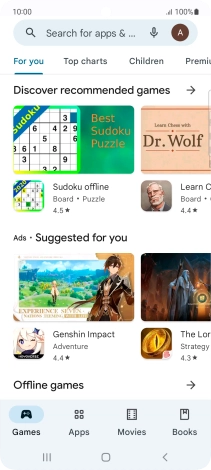 Press the search field.
