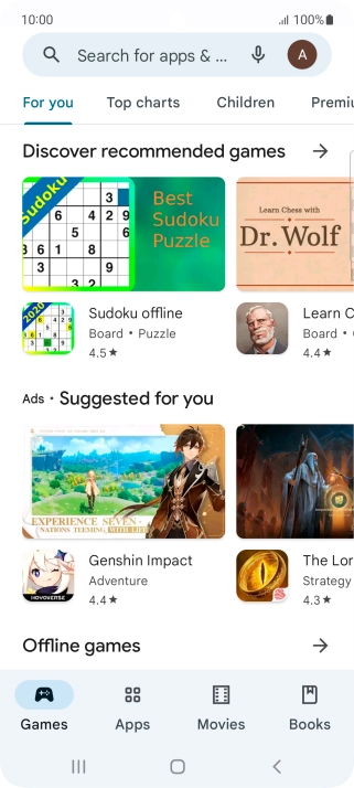 Press the search field.