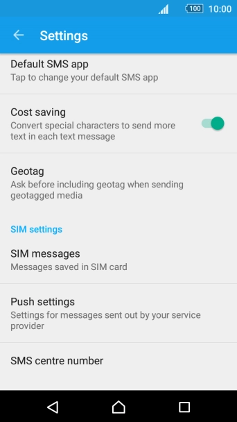 Press SMS centre number.