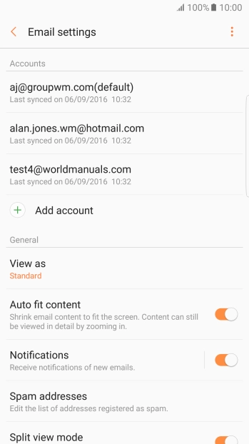 Press the required email account.