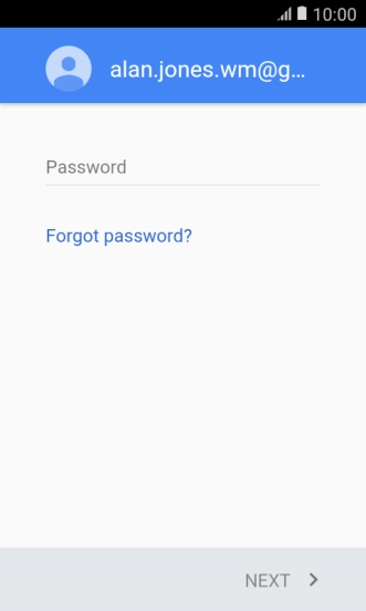 Press the text input field and key in the password for your Google account.