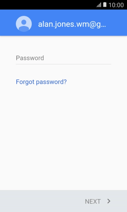 Press the text input field and key in the password for your Google account.