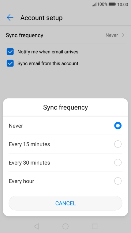 Press the required setting.