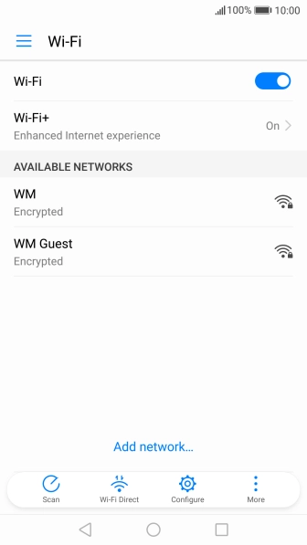 Press the required Wi-Fi network.