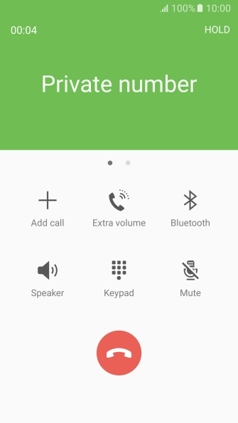 Press the end call icon.