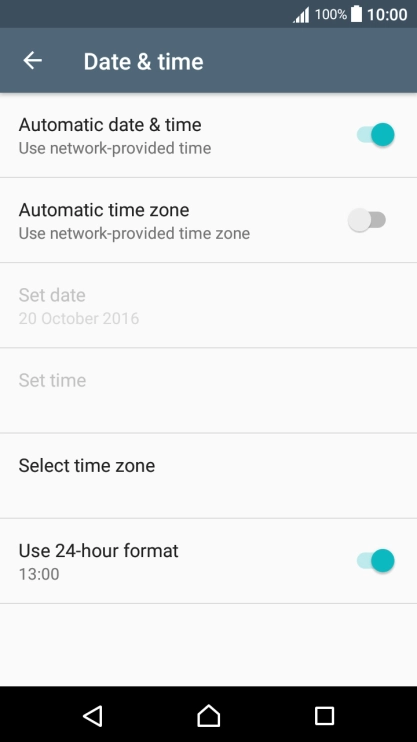 Press Automatic time zone to turn on the function.