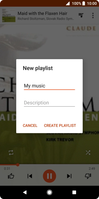 Key in a name for the playlist and press CREATE PLAYLIST.