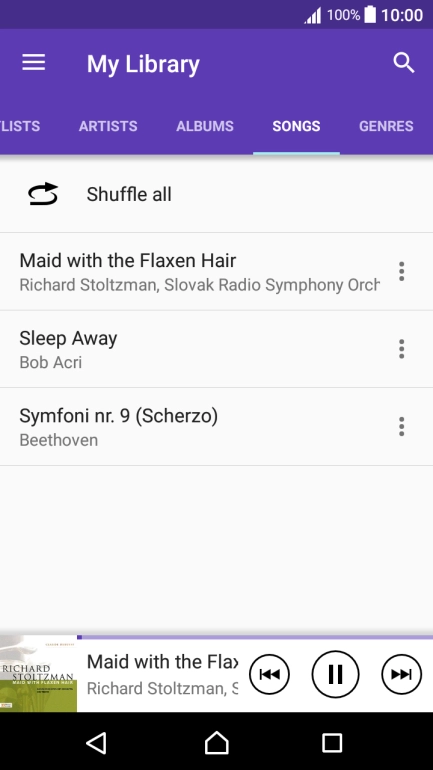 Press the song title.
