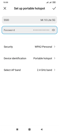 Press SSID and key in the required name for the Wi-Fi hotspot.