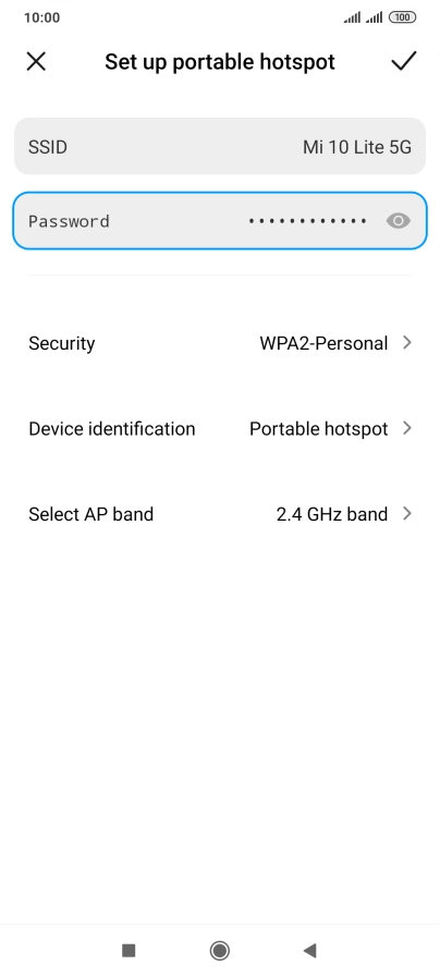 Press SSID and key in the required name for the Wi-Fi hotspot.