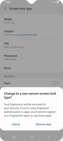 Press Remove data.