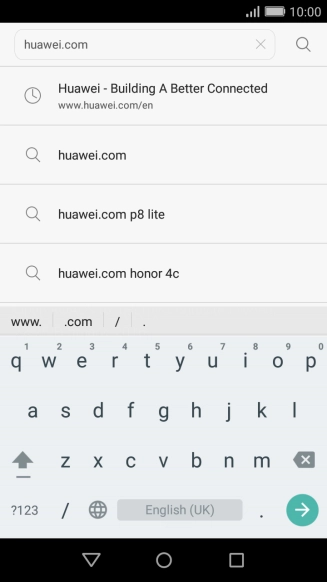 Key in the address of the required web page and press arrow right.