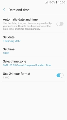 Press Automatic date and time to turn on the function.