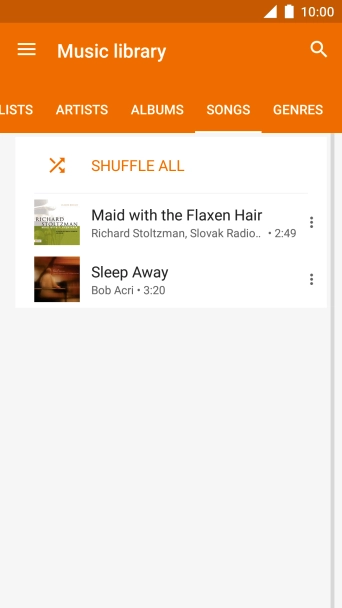 Press the required audio file.