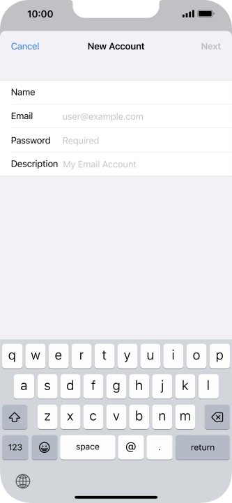 Press Email and key in your email address.