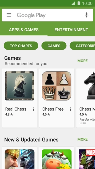 Press the search field.