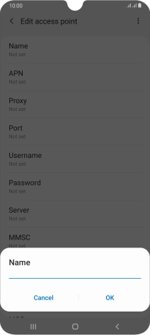 Key in Vodafone Internet and press OK.