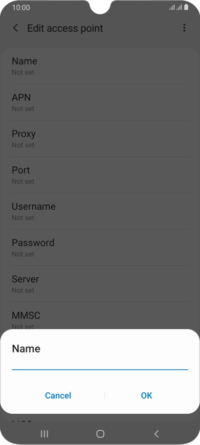 Key in Vodafone Internet and press OK.