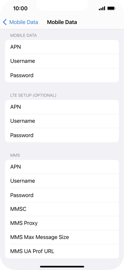 Press APN and key in live.vodafone.com.