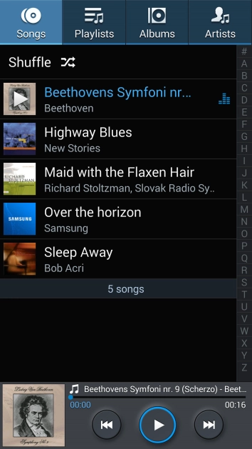 Press the required category and go to the required audio file.