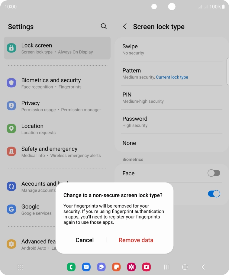 Press Remove data.