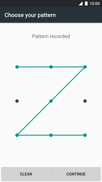 Slide your finger across the screen to connect at least four points and press CONTINUE.