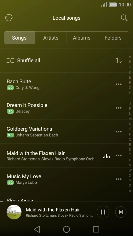 Press the album cover at the bottom of the screen.