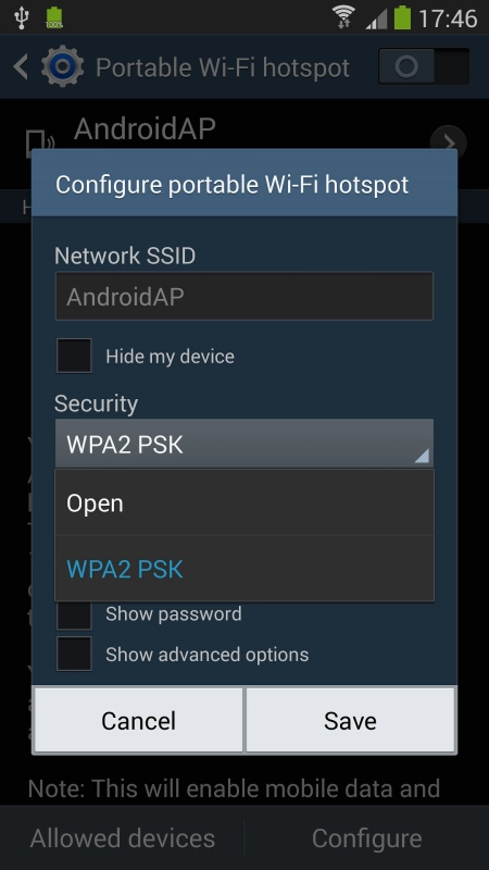 Press  to password protect your Wi-Fi hotspot.