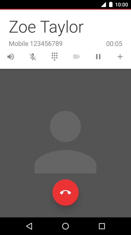 Press the end call icon.