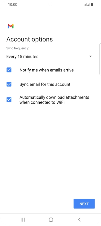 If this screen is displayed, you email account has been recognised and set up automatically. Follow the instructions on the screen to key in more information and finish setting up your phone.