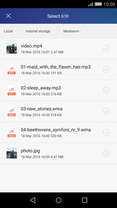 Press the required file.