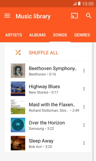 Press the required audio file.