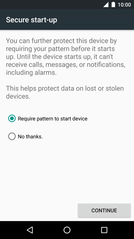 Press the required setting.