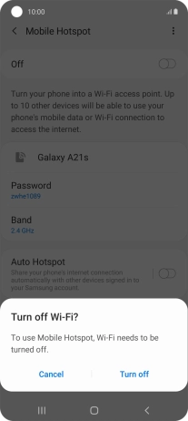 If Wi-Fi is turned on, press Turn off.