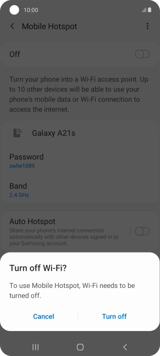 If Wi-Fi is turned on, press Turn off.