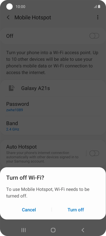 If Wi-Fi is turned on, press Turn off.