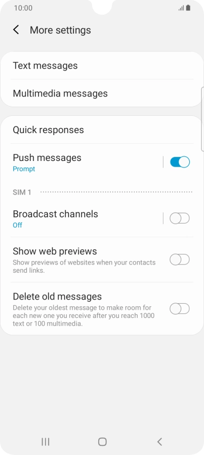 Press Text messages.