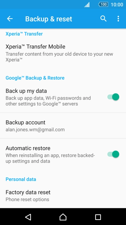 Press Factory data reset.