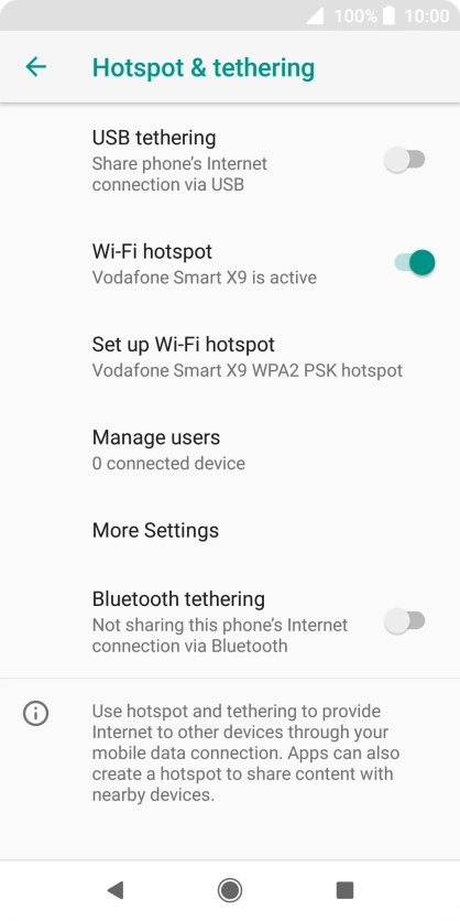 Press Set up Wi-Fi hotspot.