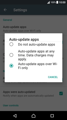 Press the required setting.