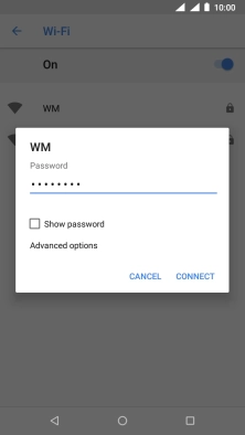 Key in the password for the Wi-Fi network and press CONNECT.