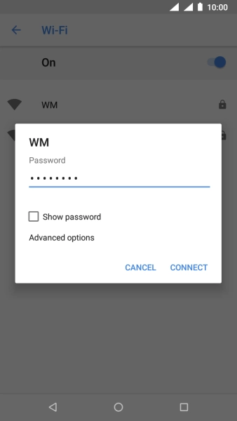 Key in the password for the Wi-Fi network and press CONNECT.